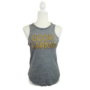 Chaser Good Karma graphic heather gray tank top